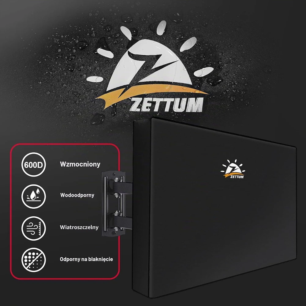 Zettum televizoriaus apsauginis uždangalas 46–48 colių, 600D Oxford, juodas, TVC-4648-BLK