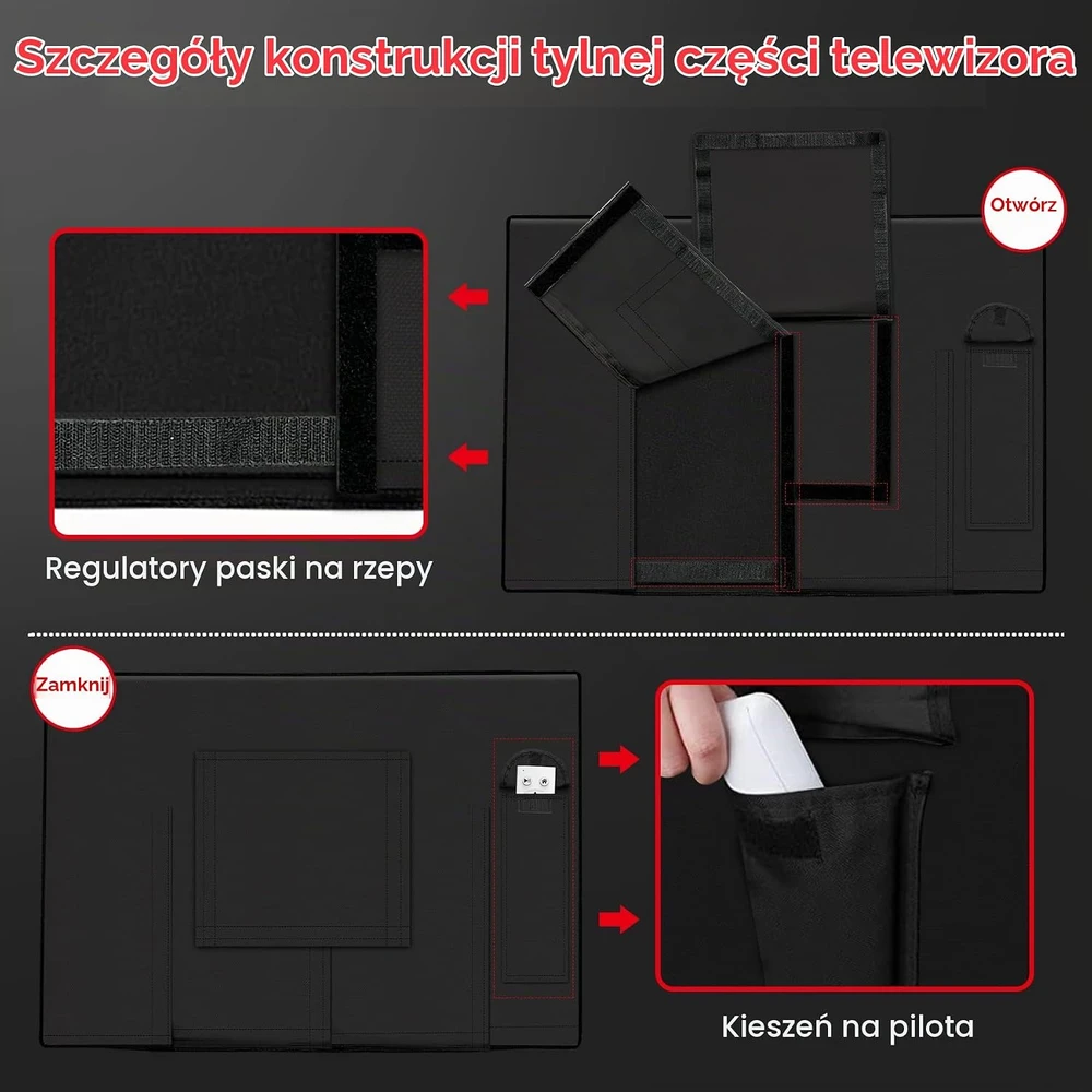 Zettum televizoriaus apsauginis uždangalas 46–48 colių, 600D Oxford, juodas, TVC-4648-BLK