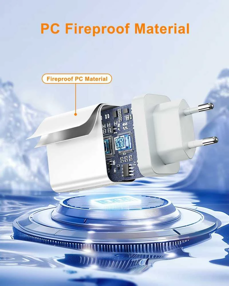 Zhiroad 40 W greita 4 portų sieninė USB-C ir USB-A įkroviklio stotelė (2 vnt., QC3.0/PD3.0, balta)