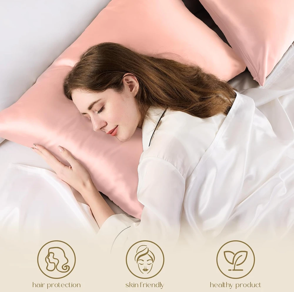 ZIMASILK šilkinė pagalvės užvalkalas, 100% morinių šilkų, klasė 6 A, 600 siūlų, 76x51 cm, paslėptas užtrauktukas