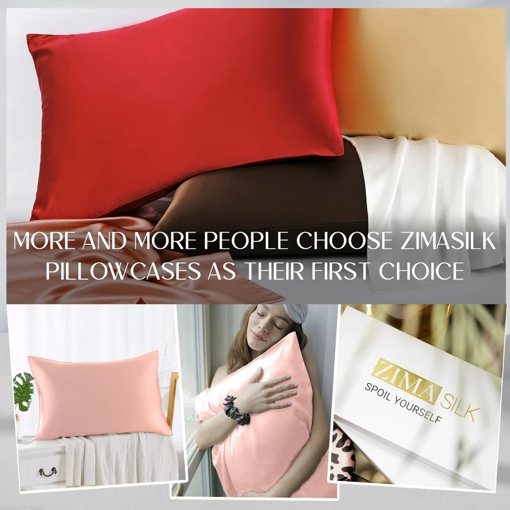 ZIMASILK šilkinė pagalvės užvalkalas, 100% morinių šilkų, klasė 6 A, 600 siūlų, 76x51 cm, paslėptas užtrauktukas