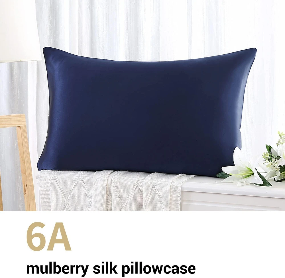 ZIMASILK šilkinė pagalvės užvalkalas, 100% morinės šilko, 19 Momme, 50 x 70 cm, tamsiai mėlynas, FR-19-5070-Navy