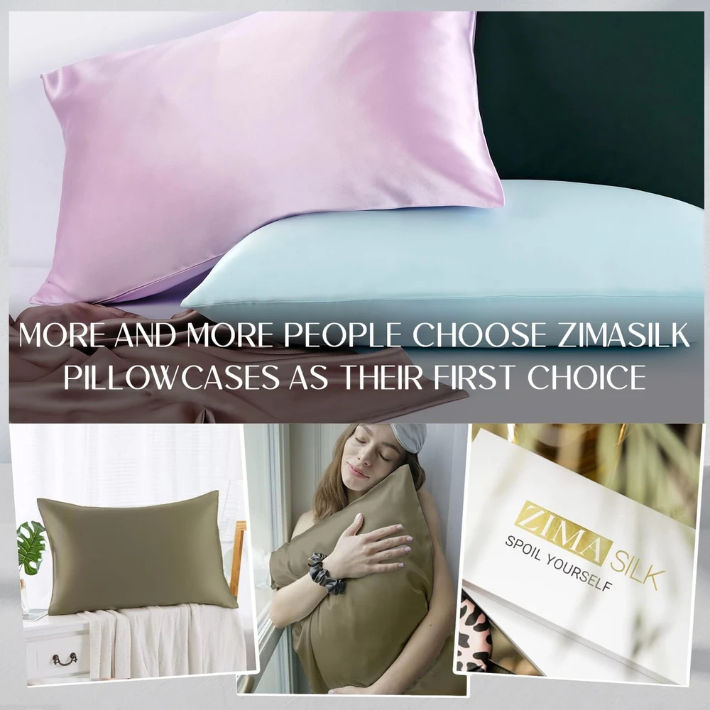 ZIMASILK šilkinė pagalvės užvalkalas 100% morušų šilkas, 19 momme, 6 A klasė, 50x75 cm, žalios spalvos