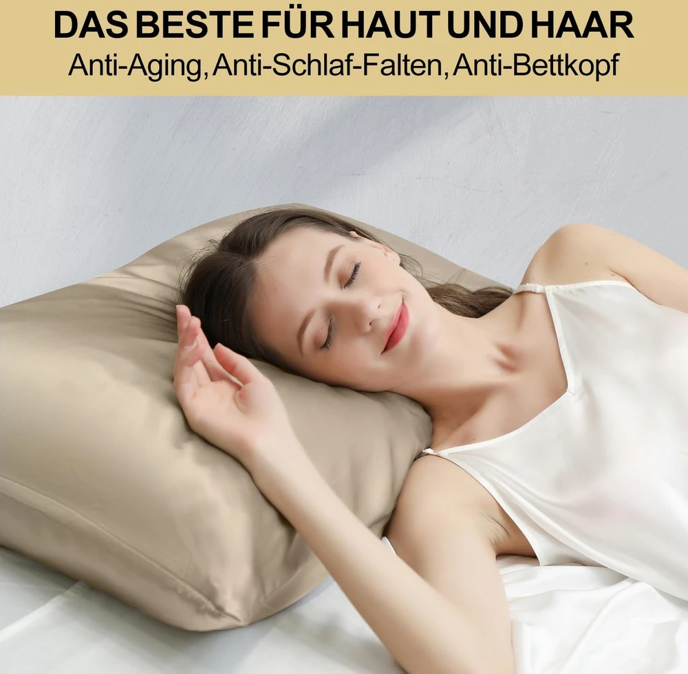 ZIMASILK šilkinė pagalvės užvalkalas 100% morų šilkas, 19 momių, 50x70 cm, užtrauktukas, taupe