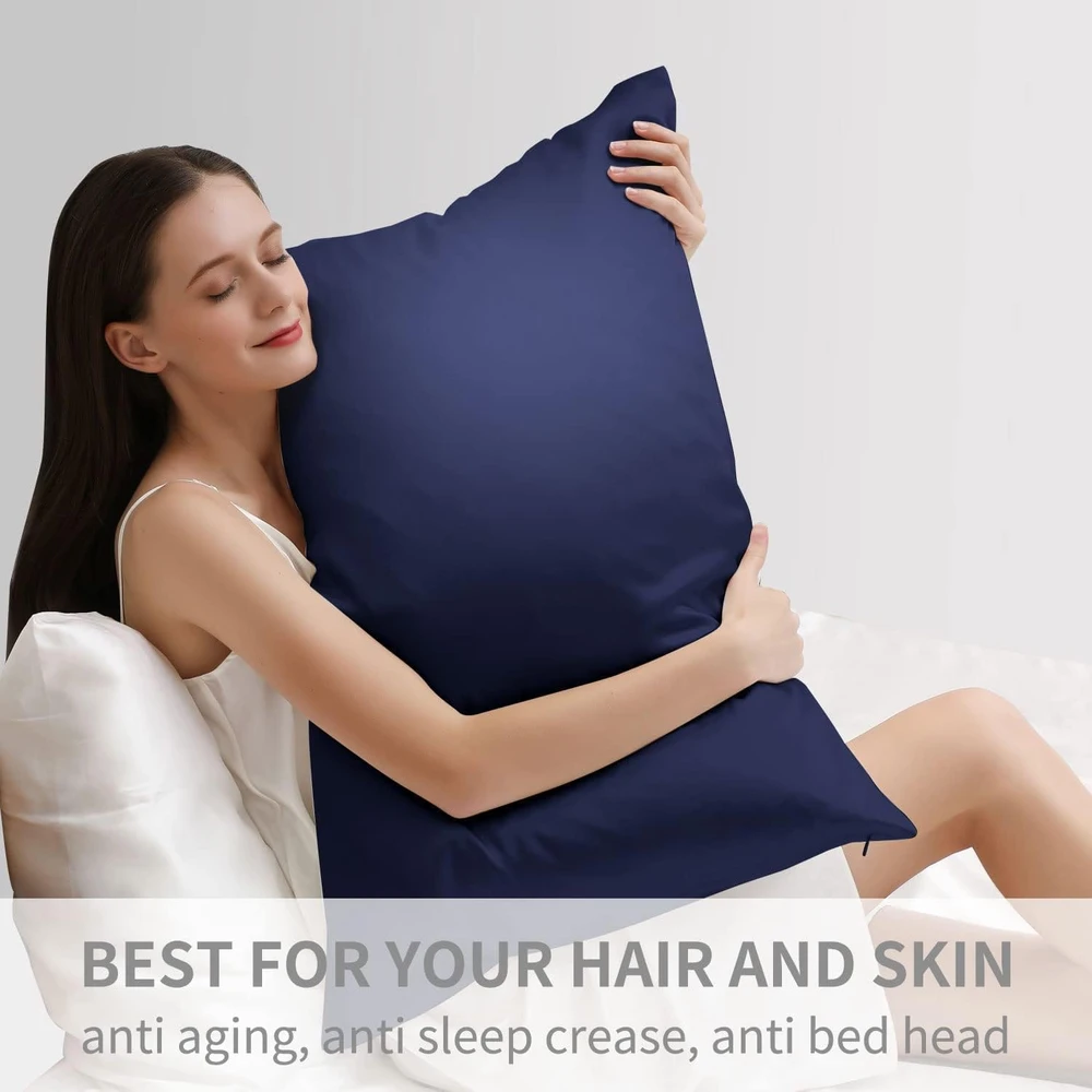 ZIMASILK šilkinė pagalvės užvalkalas, 100% morinės šilko, 19 Momme, 50 x 70 cm, tamsiai mėlynas, FR-19-5070-Navy