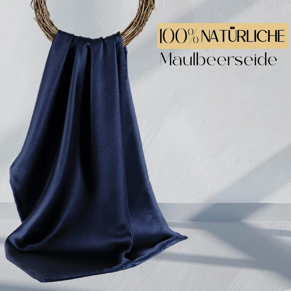Zimasilk šilkinė pagalvės užvalkalas, dvipusis, 100% natūralus šilkas, 19 Momme, 80x80 cm, tamsiai mėlynas