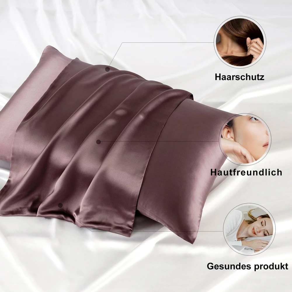 ZIMASILK šilkinis pagalvės užvalkalas 100% morvų šilkas 19 momme 80x80 cm su užtrauktuku, pilkai violetinis