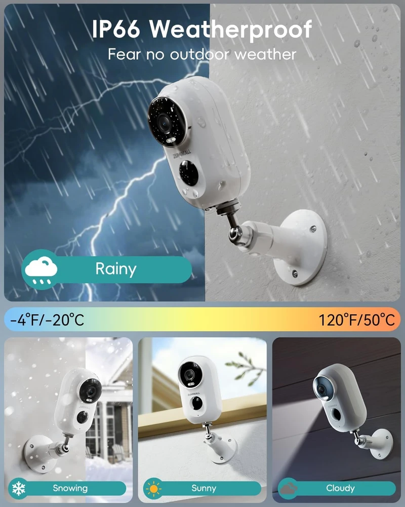 ZUMIMALL belaidė lauko stebėjimo kamera Wi-Fi Full HD 1080p su naktiniu matymu F5