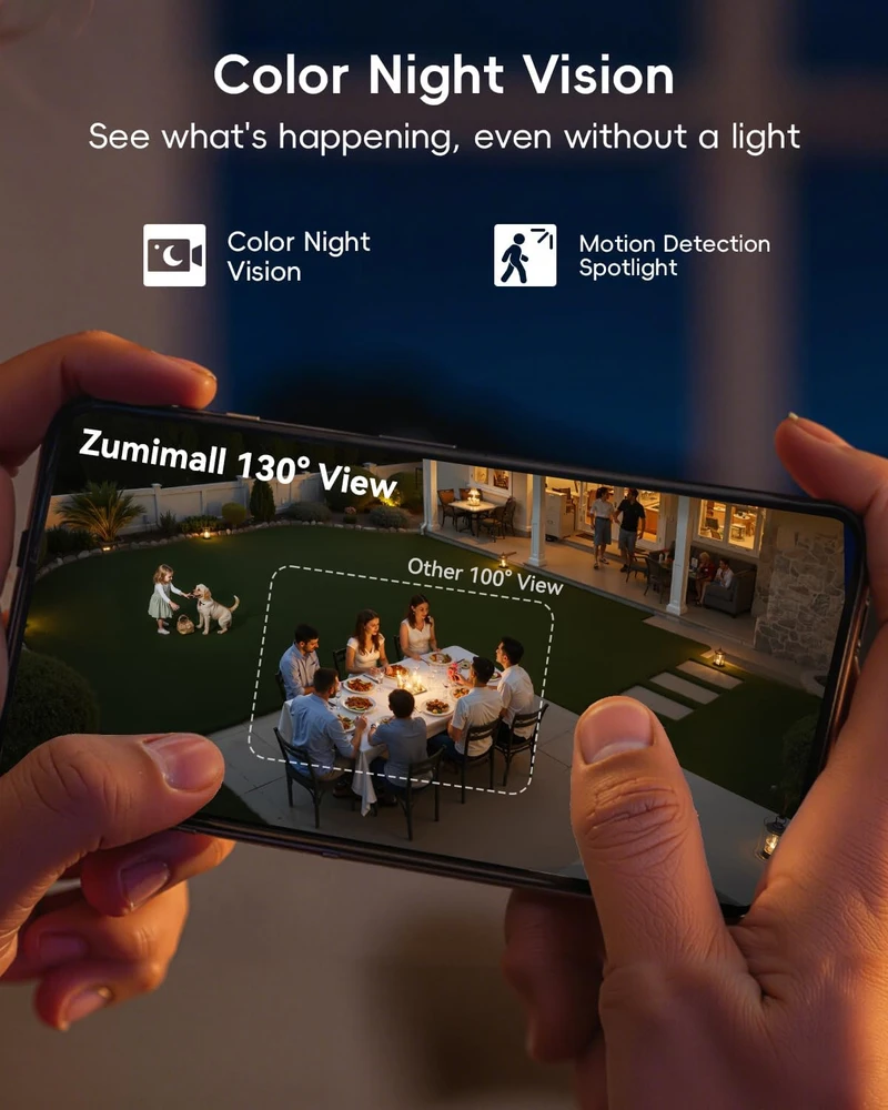 ZUMIMALL belaidė lauko stebėjimo kamera Wi-Fi Full HD 1080p su naktiniu matymu F5