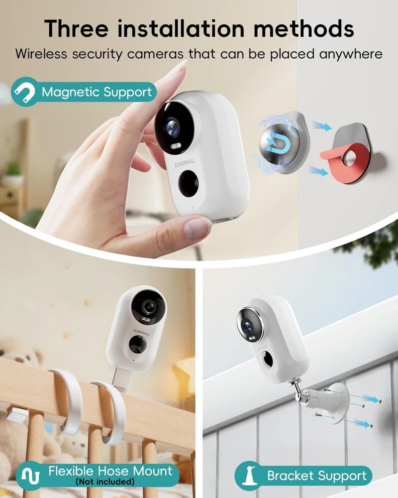 ZUMIMALL belaidė lauko stebėjimo kamera Wi-Fi Full HD 1080p su naktiniu matymu F5