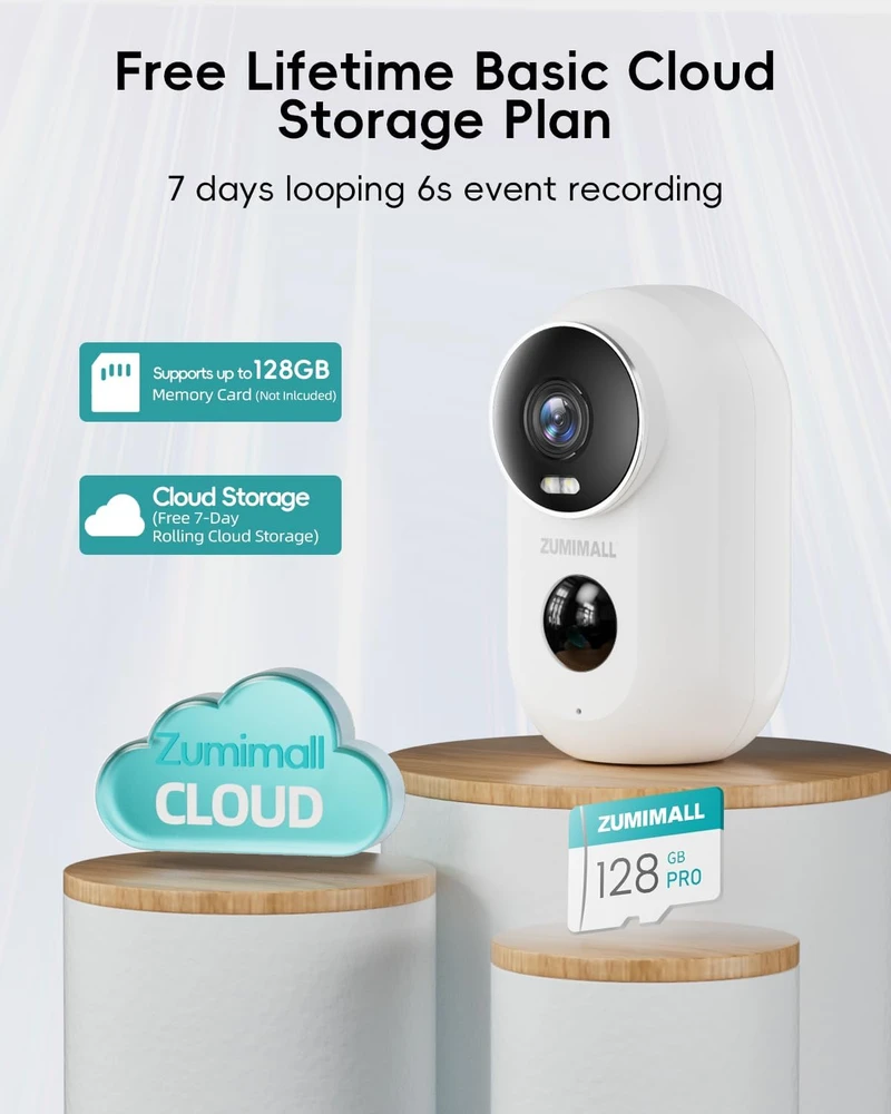 ZUMIMALL belaidė lauko stebėjimo kamera Wi-Fi Full HD 1080p su naktiniu matymu F5