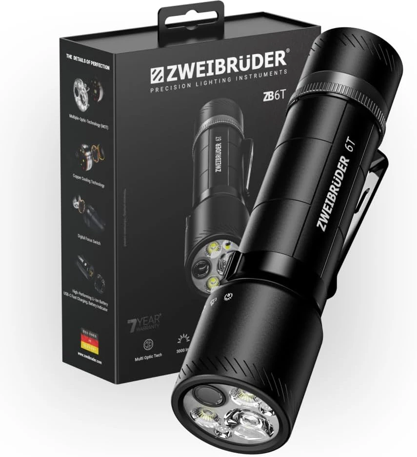 LED Lenser Zweibrüder LED žibintuvėlis 3000 lm, įkraunamas per USB-C, IP67, ZB-8406