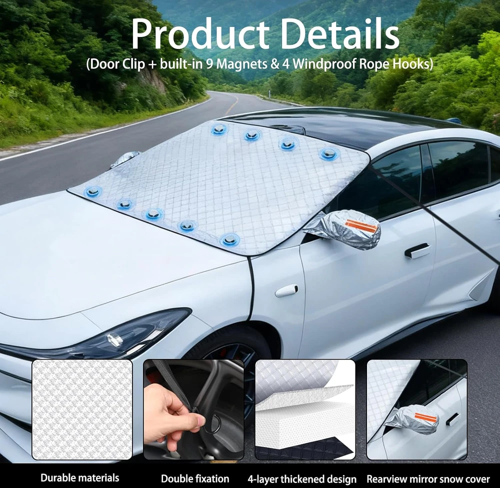 Zyluniy priekinio automobilio stiklo apsauga nuo sniego ir šalčio 160 × 116 cm