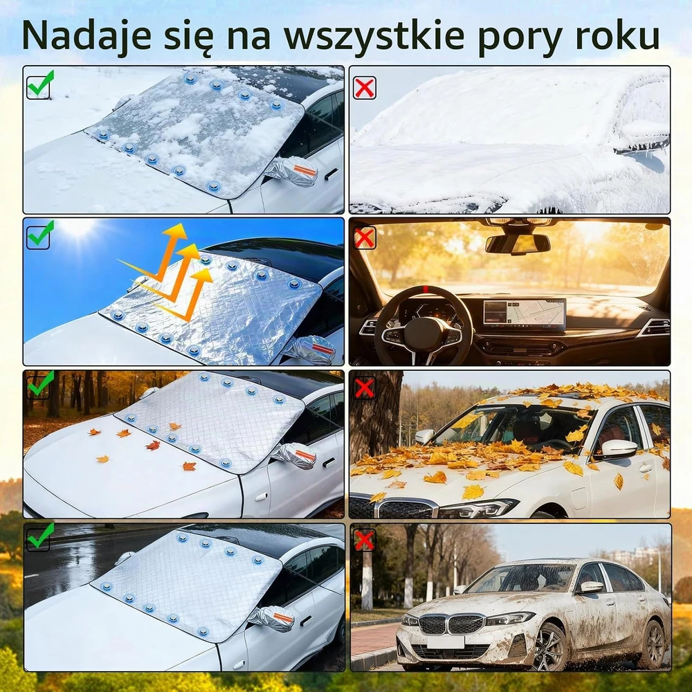 Zyluniy priekinio automobilio stiklo apsauga nuo sniego ir šalčio 160 × 116 cm
