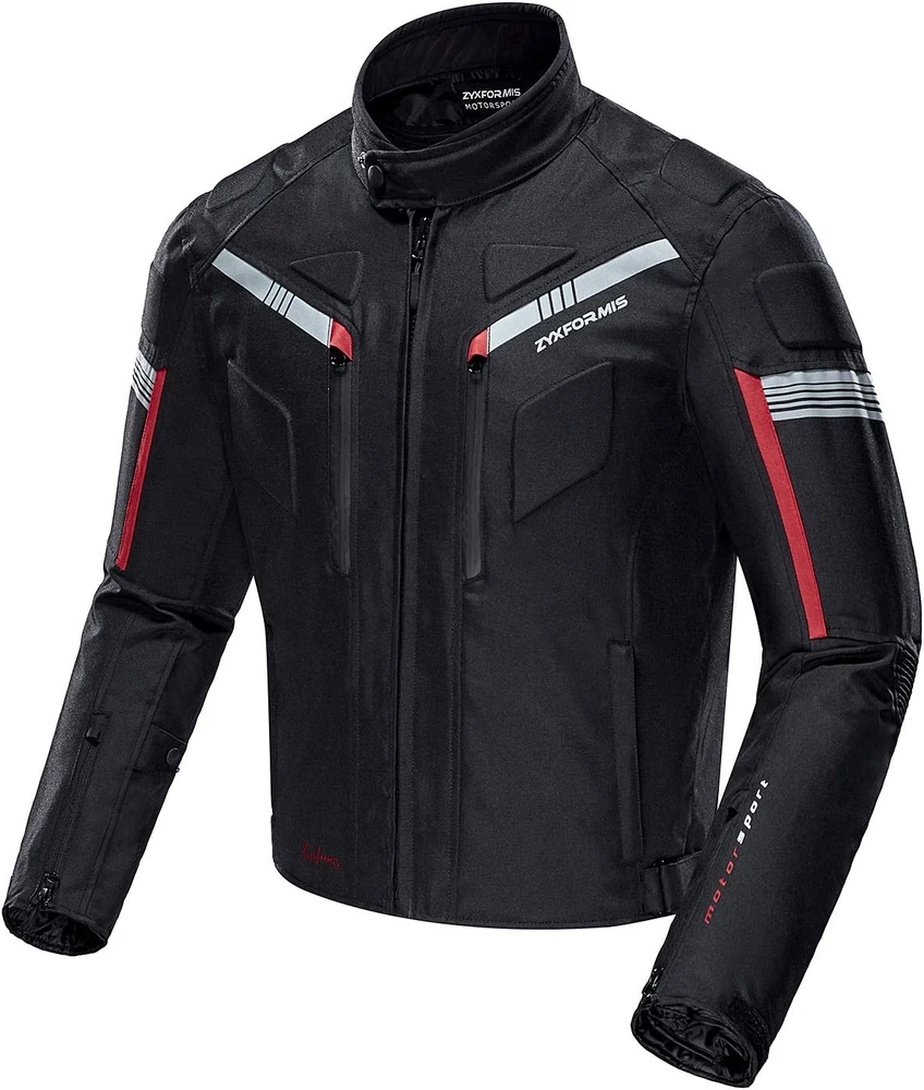 Zyxformis vyriška moto striukė, atspari vandeniui ir vėjui, su apsaugomis, juoda, ZY07-Juodas-M2