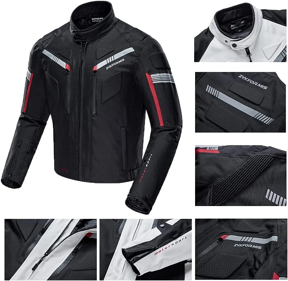 Zyxformis vyriška moto striukė, atspari vandeniui ir vėjui, su apsaugomis, juoda, ZY07-Juodas-M2