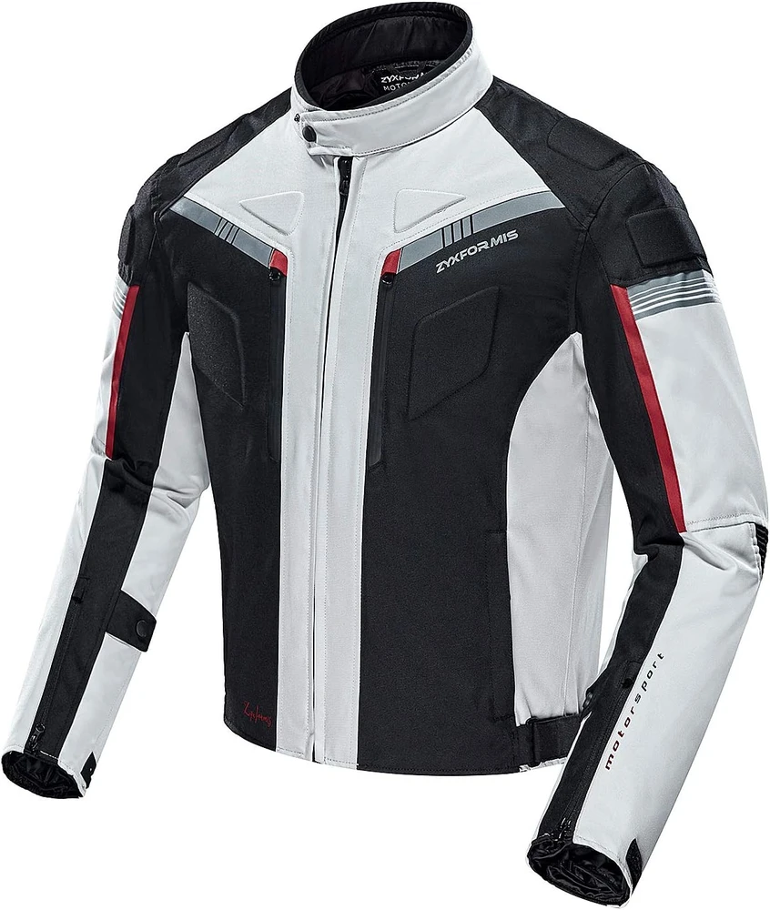 Zyxformis vyriška moto striukė, atspari vandeniui ir vėjui, ilgos rankovės, balta, ZY07-Baltas-XL
