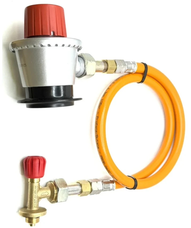 1,5 m oranžinė LPG aukšto slėgio žarna su 35 mm W21.8 adapteriu, skirta Campingaz 901–907 balionams