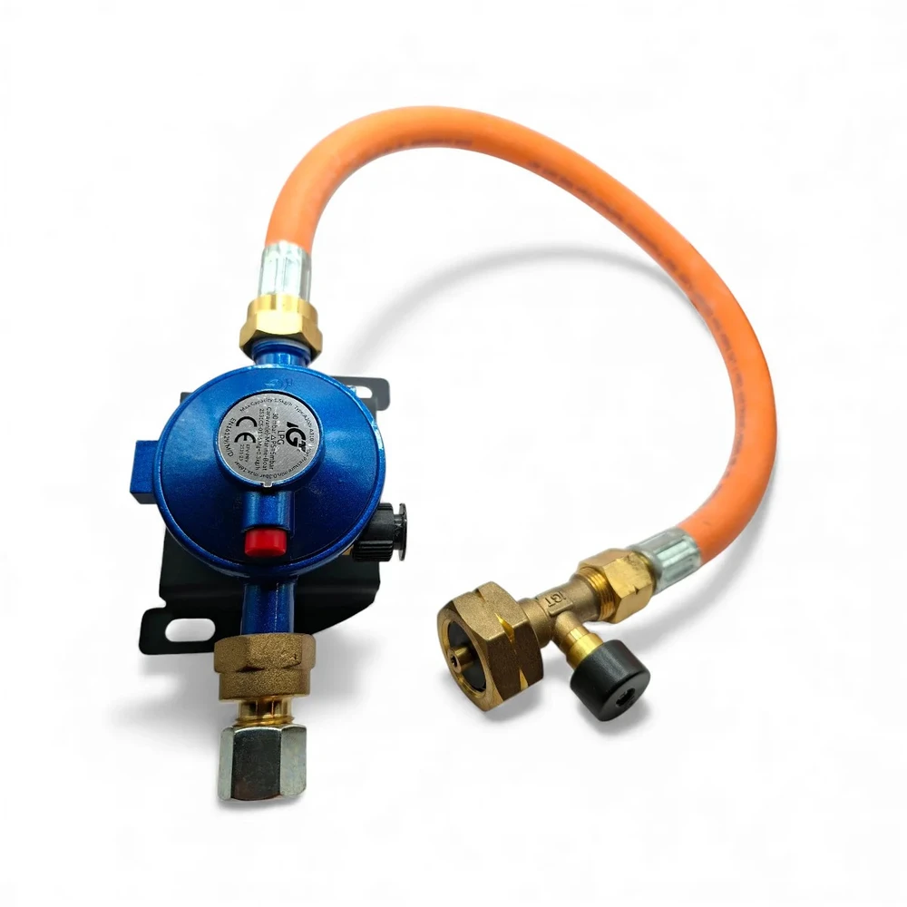 30 mbar LPG dujų slėgio reguliatoriaus komplektas su 450 mm G5–W21,8 aukšto slėgio žarna