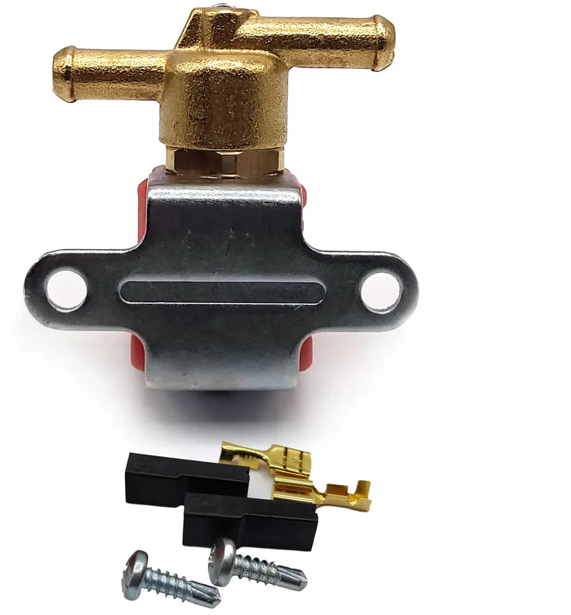 Benzino uždarymo vožtuvas (solenoidas) - 12 V elektromagnetinis kuro vožtuvas, žalvarinis
