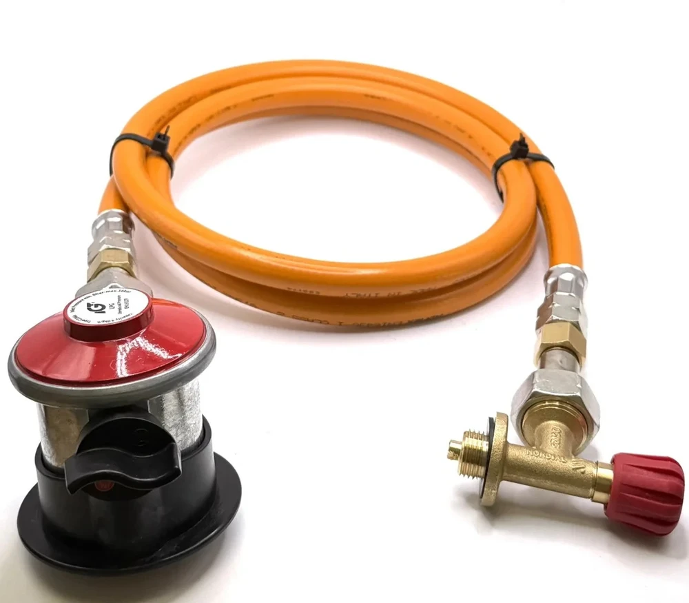 LPG aukšto slėgio dujų žarna 1,5 m su 35 mm Jumbo Clip-On propano adapteriu (4kg/h) ir Campingaz 901 / 904 / 907 jungtimi