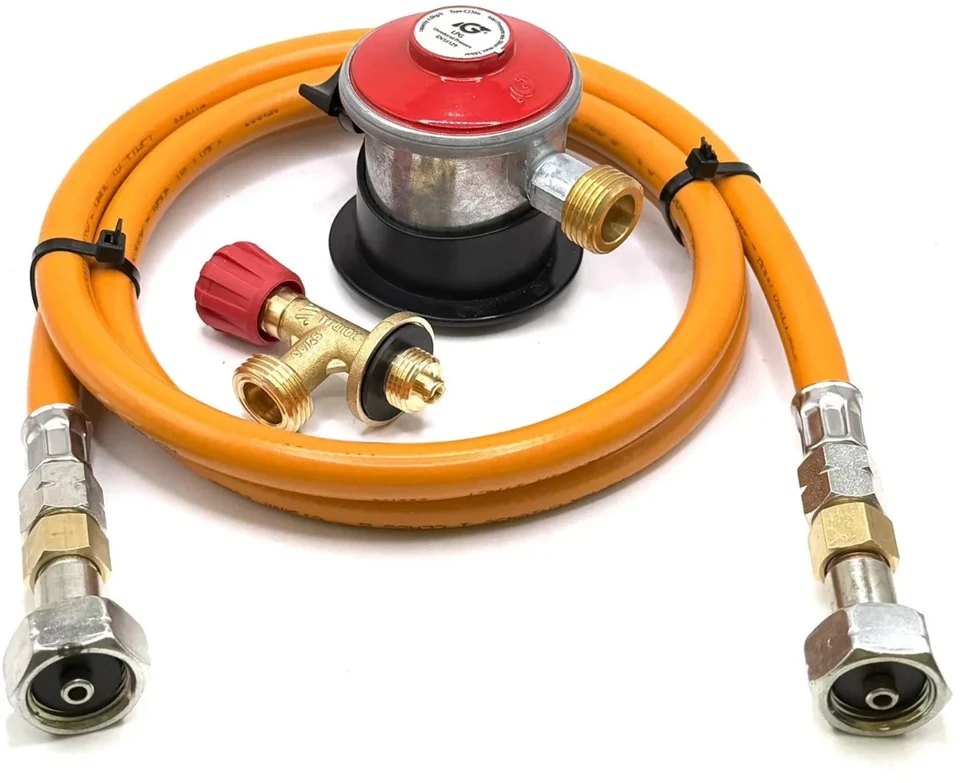 LPG aukšto slėgio dujų žarna 1,5 m su 35 mm Jumbo Clip-On propano adapteriu (4kg/h) ir Campingaz 901 / 904 / 907 jungtimi