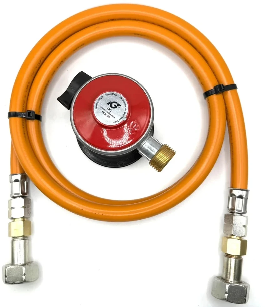 LPG aukšto slėgio dujų žarna 1,5 m su 35 mm Jumbo Clip-On propano adapteriu (4kg/h)