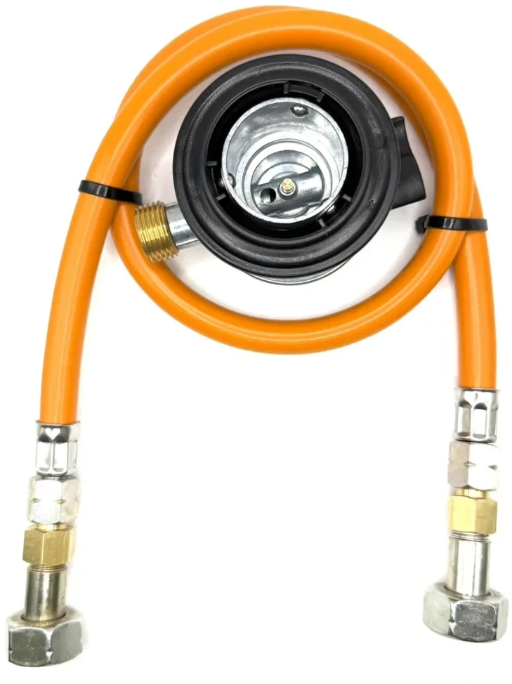 LPG aukšto slėgio dujų žarna 1,5 m su 35 mm Jumbo Clip-On propano adapteriu (4kg/h)