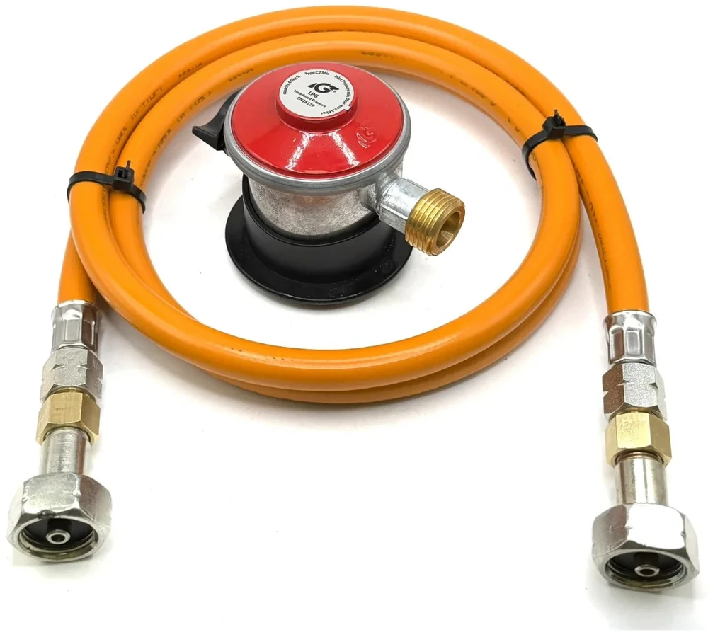 LPG aukšto slėgio dujų žarna 1,5 m su 35 mm Jumbo Clip-On propano adapteriu (4kg/h)