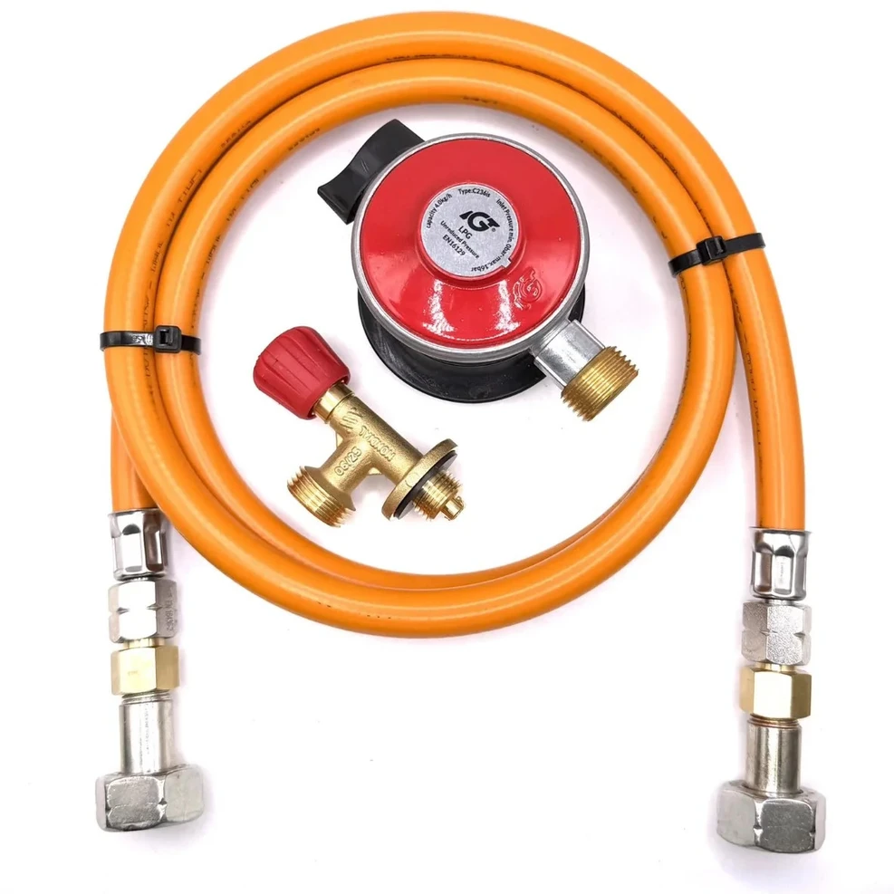 LPG aukšto slėgio dujų žarna 1,5 m su 35 mm Jumbo Clip-On propano adapteriu (4kg/h) ir Campingaz 901 / 904 / 907 jungtimi