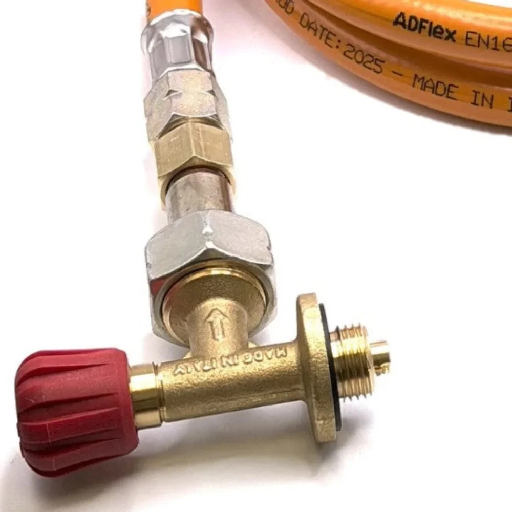 LPG aukšto slėgio dujų žarna 80 cm su 22 mm Clip-On adapteriu ir Campingaz 901 / 904 / 907 jungtimi