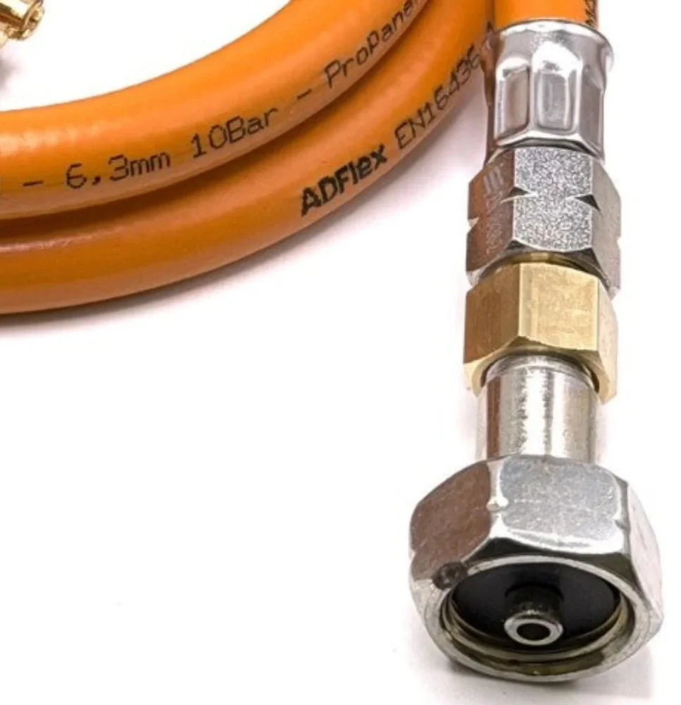 LPG aukšto slėgio dujų žarna 80 cm su 22 mm Clip-On adapteriu ir Campingaz 901 / 904 / 907 jungtimi