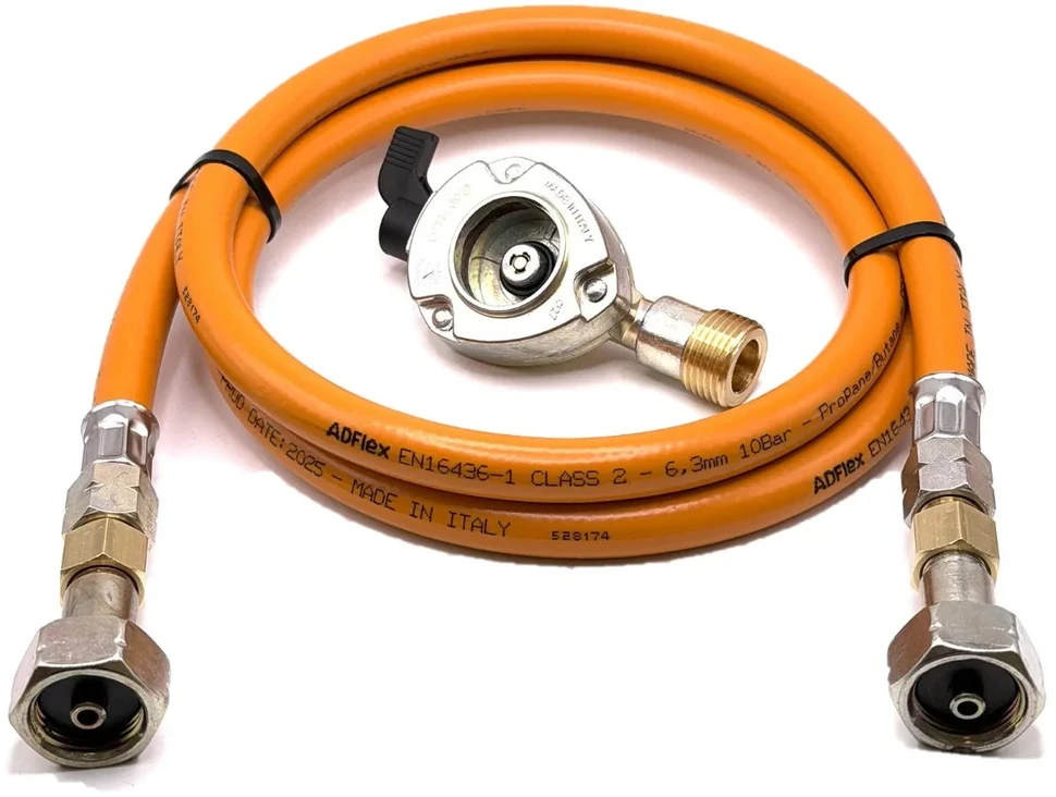 LPG aukšto slėgio dujų žarna 80 cm su 27 mm Clip-On adapteriu, 21,8 mm LH