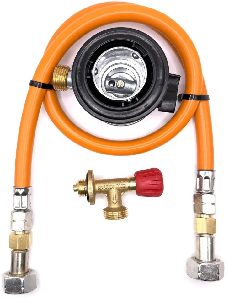 LPG aukšto slėgio dujų žarna 80 cm su 35 mm Jumbo Clip-On propano adapteriu (4kg/h) ir Campingaz 901 / 904 / 907 jungtimi