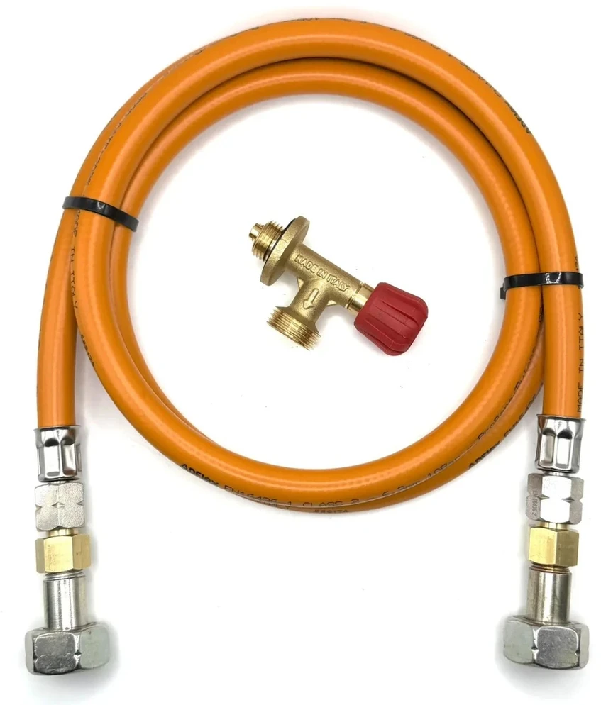 LPG aukšto slėgio oranžinė dujų žarna 1,5 m, skirta Campingaz 901 / 904 / 907 balionams