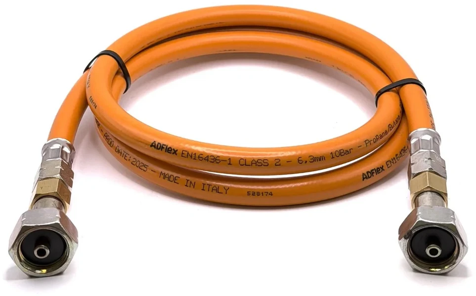 LPG aukšto slėgio oranžinė dujų žarna 1,5 m, 21,8 mm LH × 21,8 mm LH