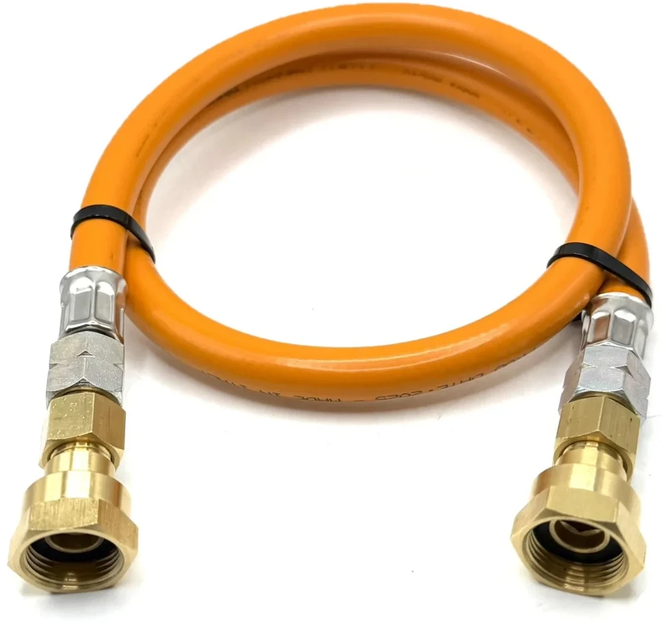 LPG aukšto slėgio oranžinė dujų žarna 80 cm W20 RH × W20 RH kemperiams ir dujų reguliatoriams