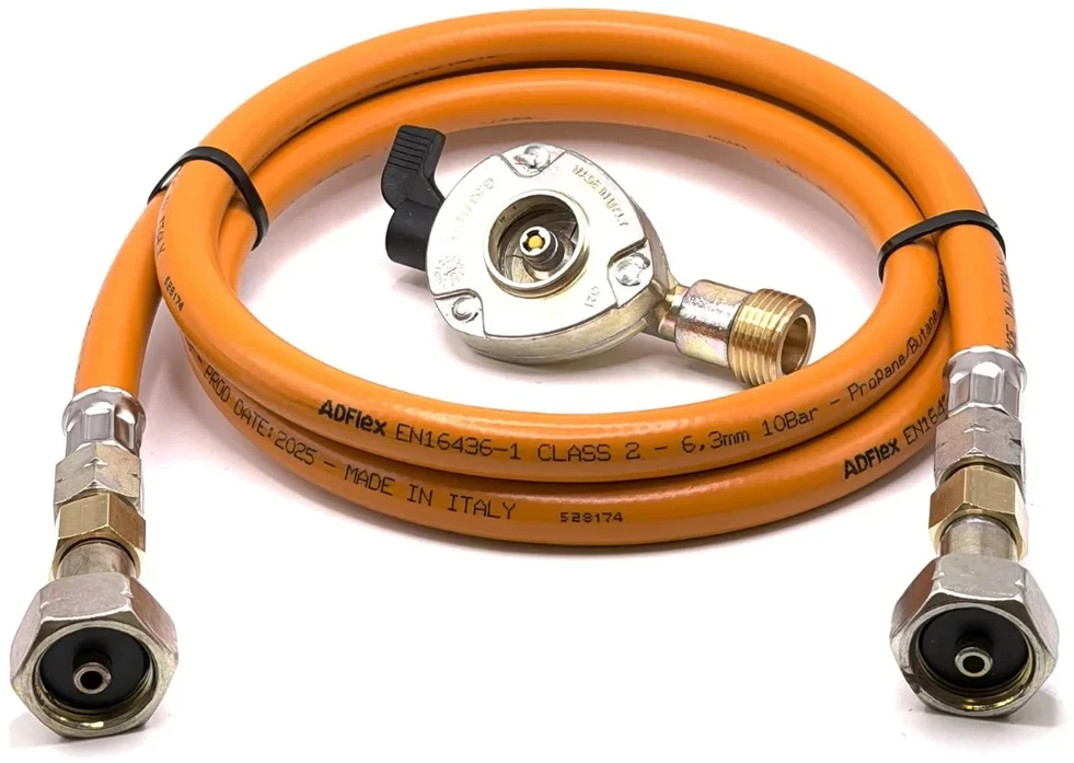 LPG aukšto slėgio oranžinė dujų žarna 80 cm su 21 mm Clip-On adapteriu