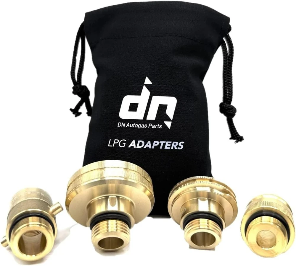 LPG Autogas pildymo adapterių rinkinys M22 (21,8 mm) ACME + DISH + Bayonet + Euronozzle su DN Autogas Parts transportavimo krepšeliu