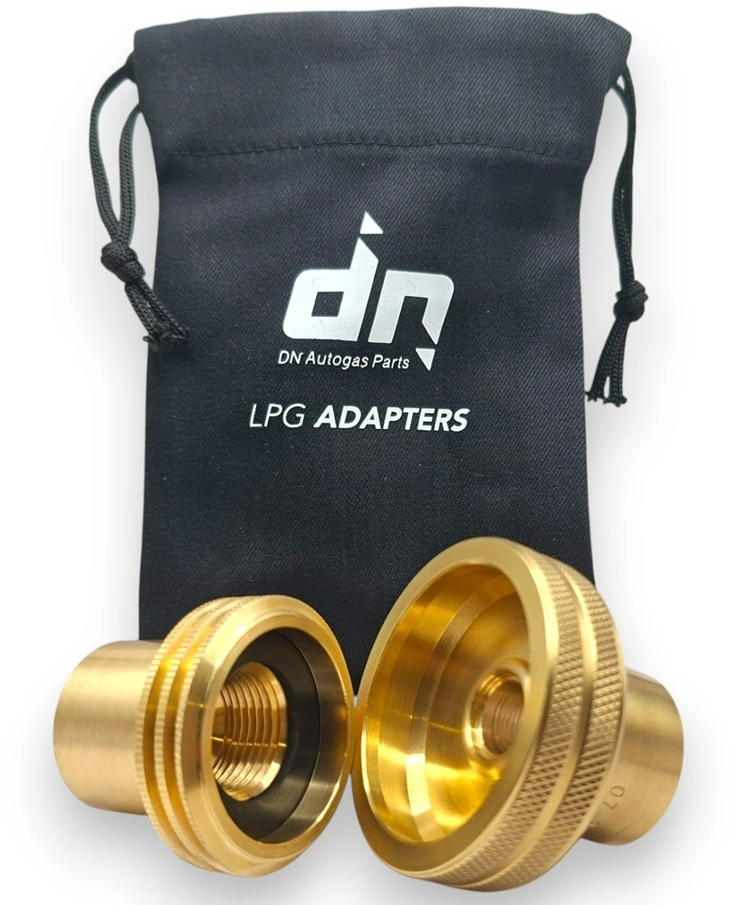 LPG dujų balionų pildymo adapterių rinkinys ACME + DISH M22 (21,8 mm) su DN Autogas Parts transportavimo krepšeliu
