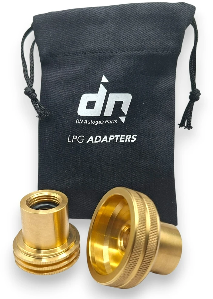 LPG dujų balionų pildymo adapterių rinkinys ACME + DISH M22 (21,8 mm) su DN Autogas Parts transportavimo krepšeliu