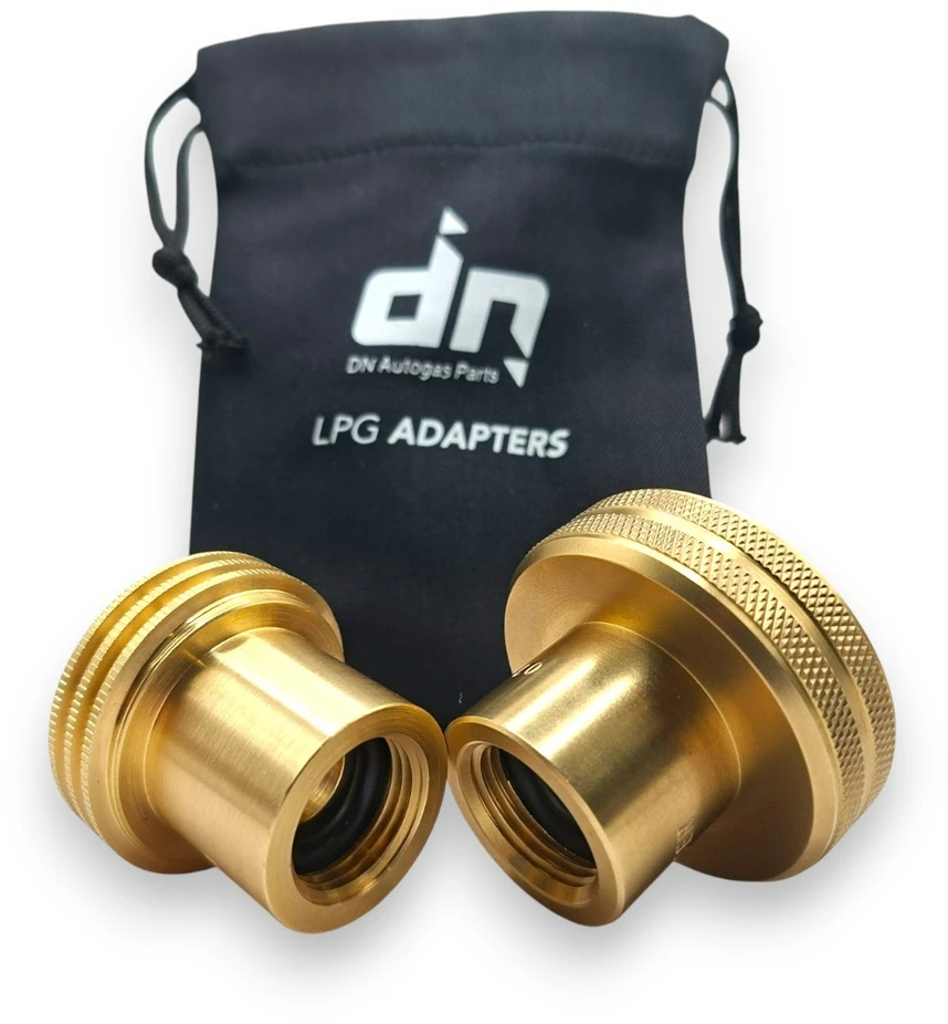LPG dujų balionų pildymo adapterių rinkinys ACME + DISH M22 (21,8 mm) su DN Autogas Parts transportavimo krepšeliu