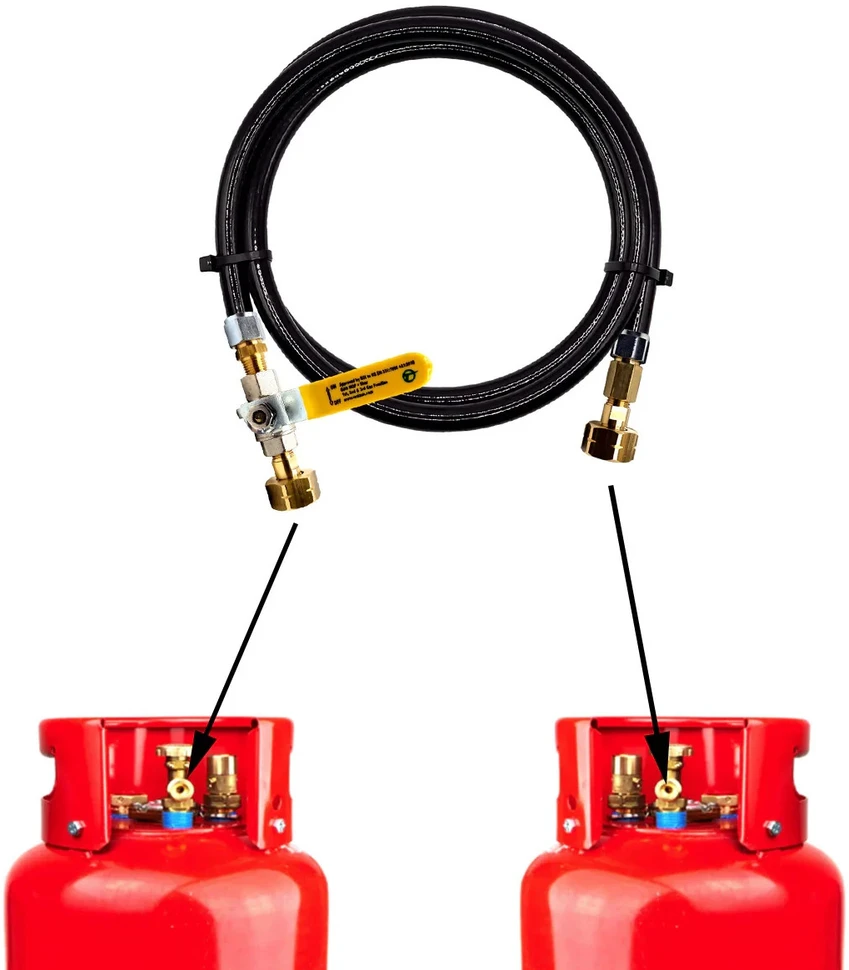 LPG dujų balionų pildymo komplektas 2 m su 21,8 mm Europos adapteriais