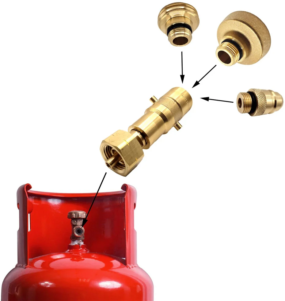LPG/GPL dujų balionų pildymo adapterių rinkinys M22 (21,8 mm) ACME + DISH + Bayonet + Euronozzle su DN Autogas Parts transportavimo krepšeliu