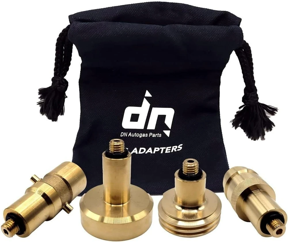 DN Autogas Parts LPG GPL automobilių dujų baliono užpildymo adapterių rinkinys M10 visai Europai ACME DISH EURONOZZLE BAYONET su maišeliu