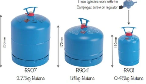 LPG pildymo adapterio komplektas su 35 mm Jumbo Clip-On adapteriu ir 1 m žarna, skirtas Campingaz 901 / 904 / 907 balionams