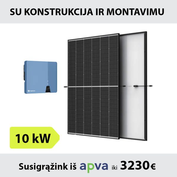 10kW Saulės elektrinės komplektas su montavimu: Solplanet inverteris + TrinaSolar saulės moduliai