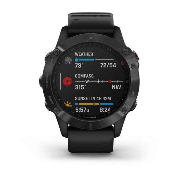 Išmanusis laikrodis Garmin fenix 6 Pro, Juodas su juodos spalvos  silikoniniu dirželiu | Varle.lt