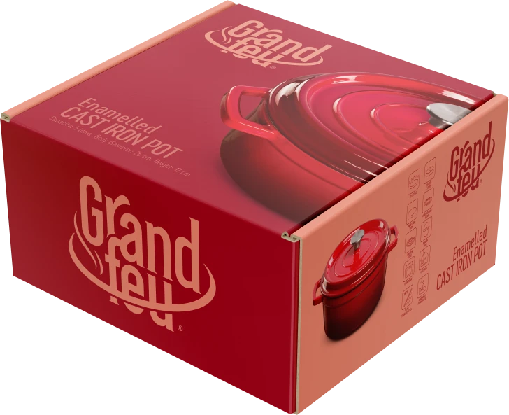 Grand Feu Grandfeu puodas su dangčiu, raudonas, 3,5l