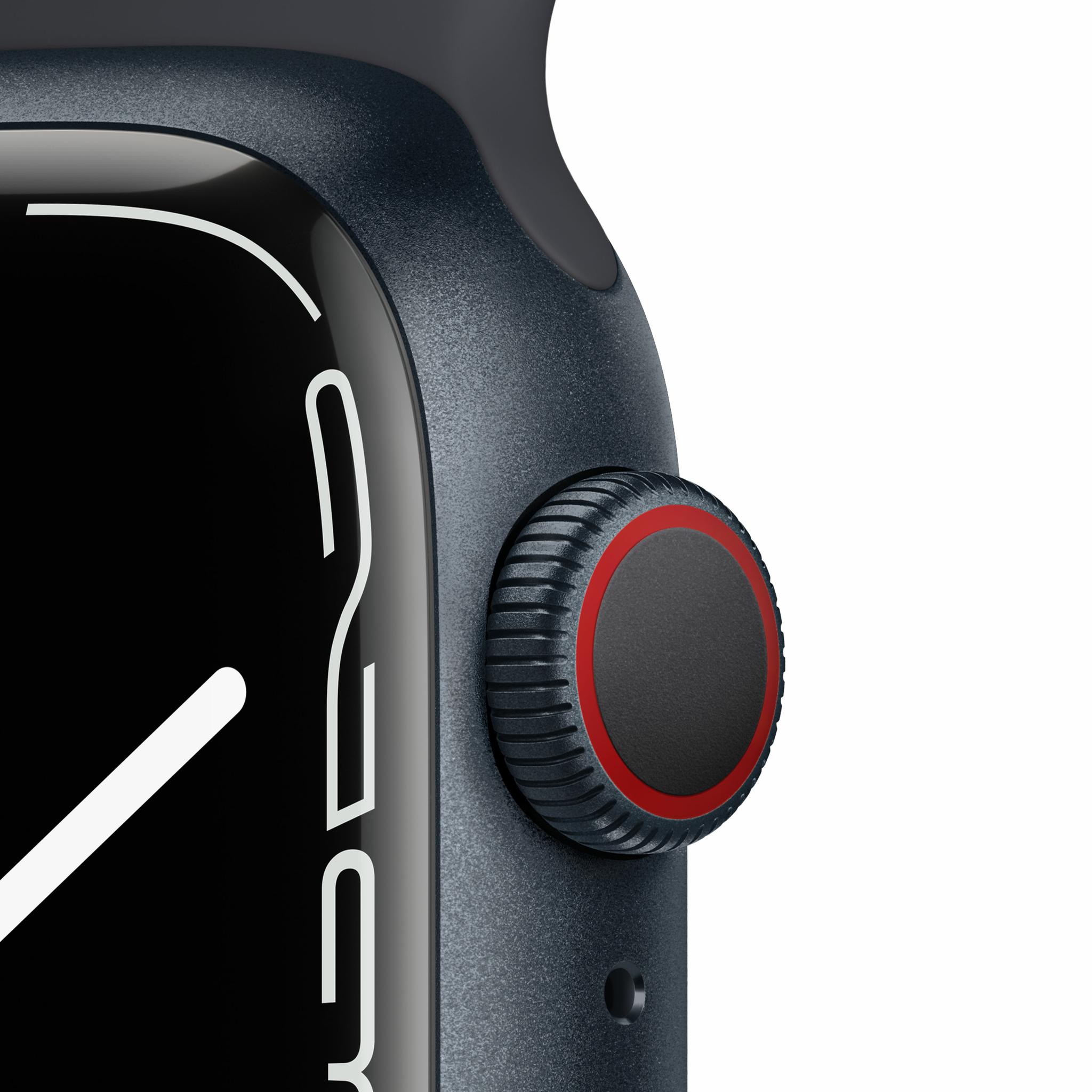 Išmanusis laikrodis Apple Watch Series 7 GPS + Cellular, 41mm, Mėlynos  spalvos aliuminio korpusas su pilkos spalvos silikoniniu dirželiu | Varle.lt